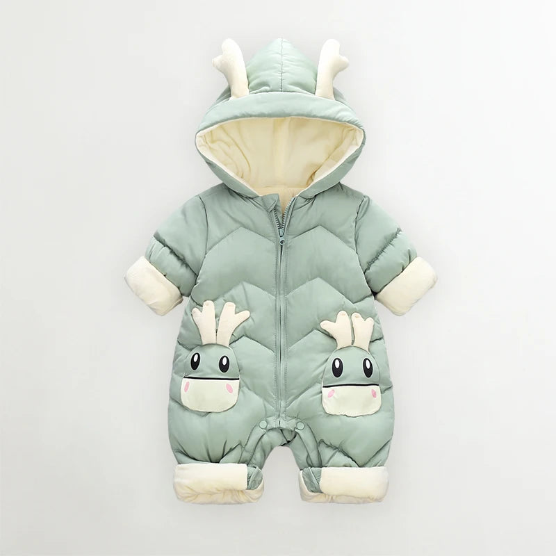 2025 New born Baby Girl clothes Winter Snowsuit Plus Velvet Thick Baby Boys Jumpsuit 0-3 Years Romper boy Overalls Toddler Coat
