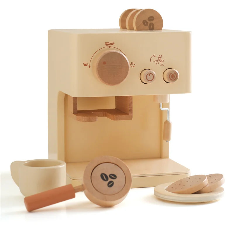 Kids Wooden Montessori Toy Set Children Coffee Machine