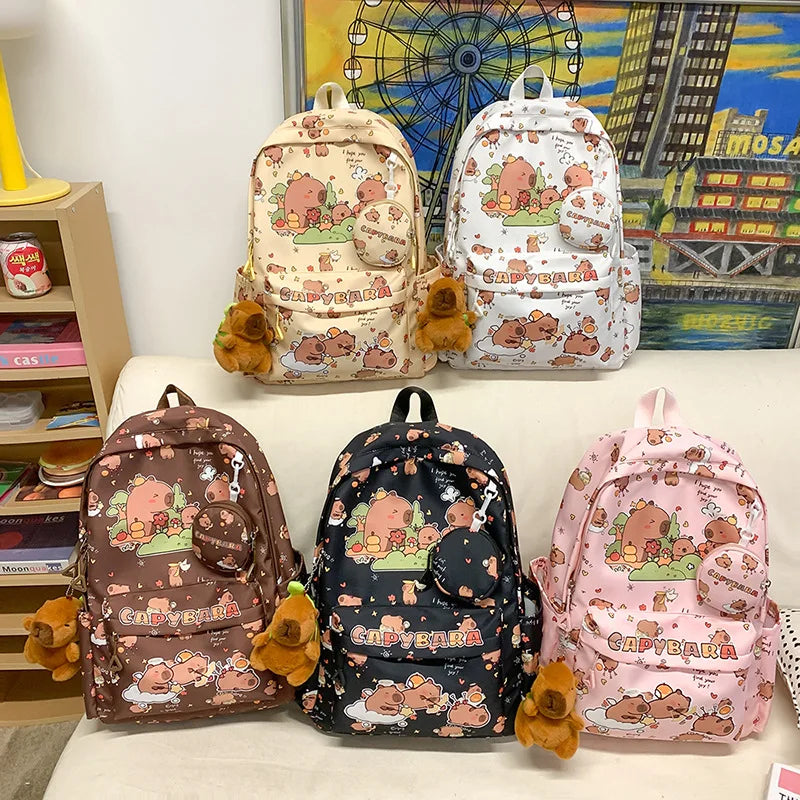 Cute Capybara Backpack for Girls Boys Student Teenager Children's Rucksack Women Cute Casual School Bags Kids Birthday Gift Toy