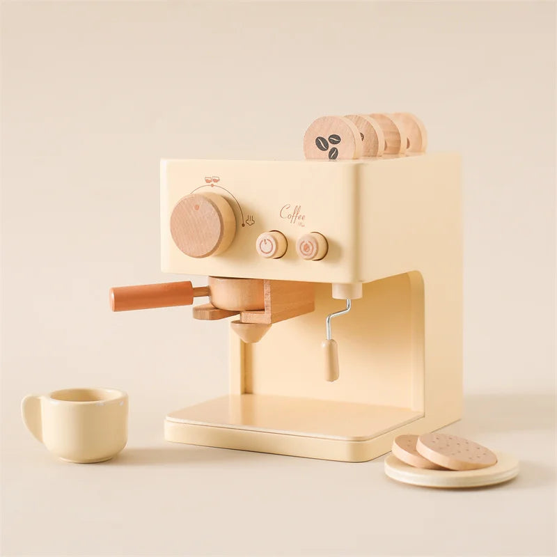 Kids Wooden Montessori Toy Set Children Coffee Machine
