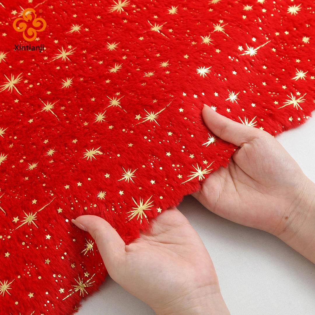 150x50cm Christmas Plush Fabric Bronzing Winter Coat Pillow Fabric Pet Clothing DIY Sewing Material By Half Meters For Winter