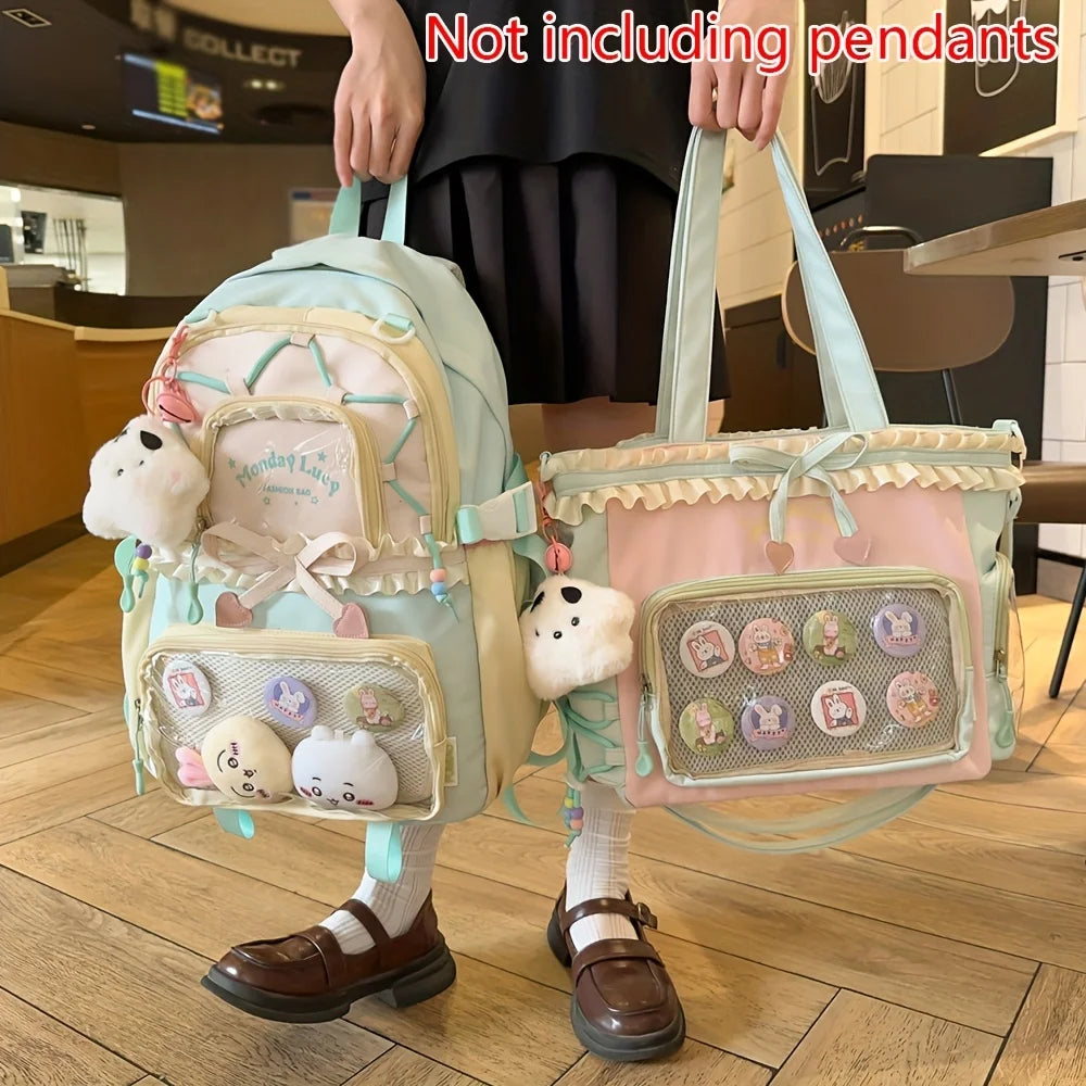 Bag Set Two-Piece Pain Bag Back to School Season Back to School Season Backpack Lace Lightweight Cute Backpack