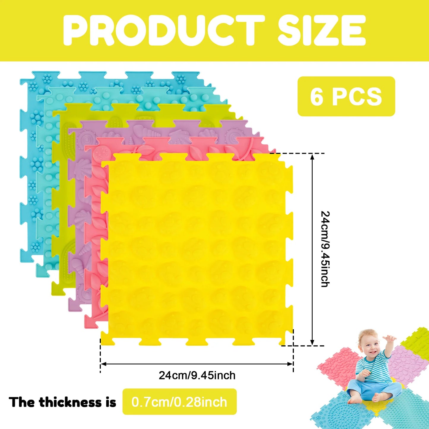 6/12Pcs Sensory Integration Training Mats Foot Massage Pad
