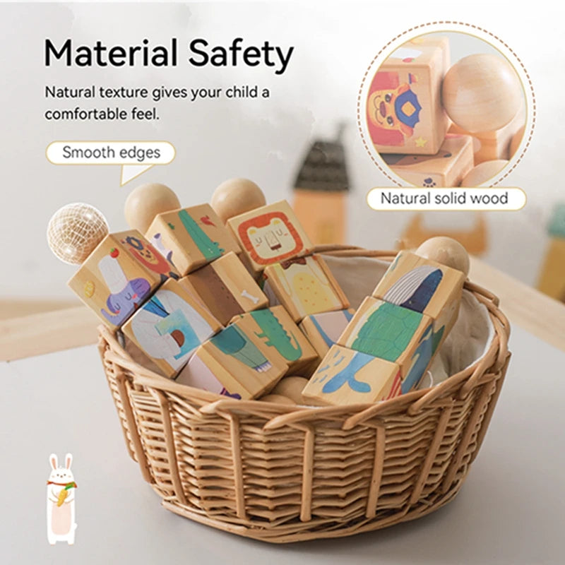 Baby Wooden Rotating Jigsaw Puzzle Hand bell Toy