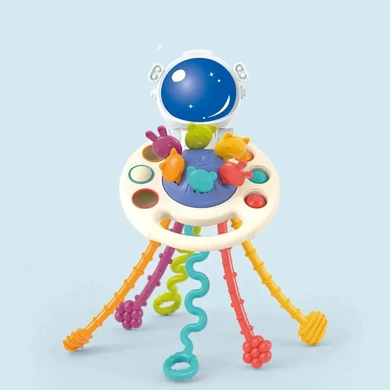 Cartoon Duck Astronaut Pull String Montessori Activity Development Silicone
