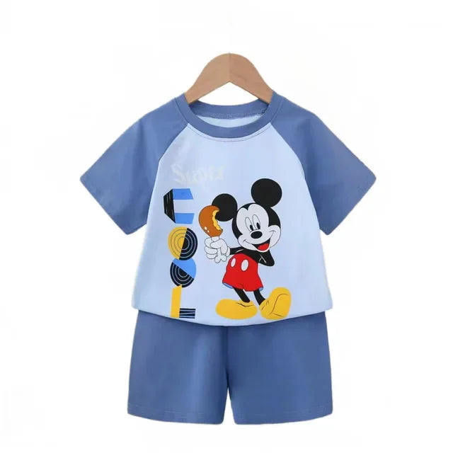 Summer cartoon T-shirt Shorts Children's boys Set Cotton