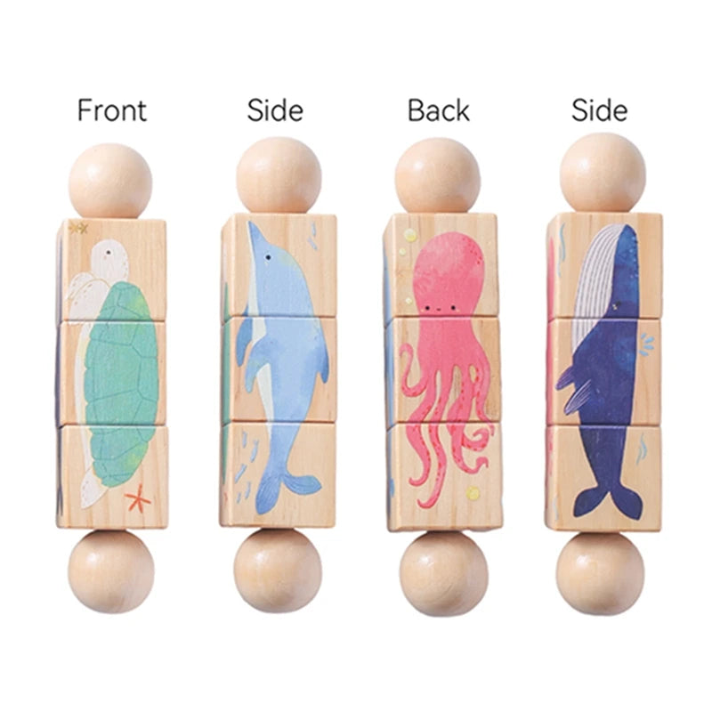 Baby Wooden Rotating Jigsaw Puzzle Hand bell Toy