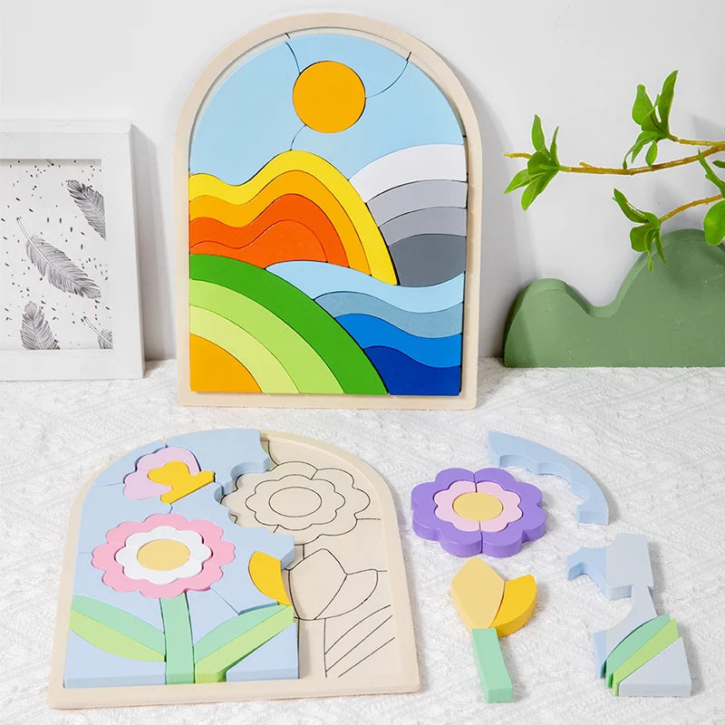 Wooden 3D creative puzzle, 2-6 years old