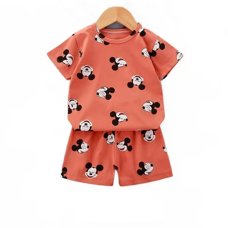 Summer cartoon T-shirt Shorts Children's boys Set Cotton
