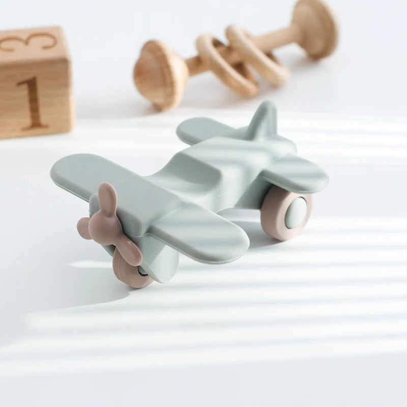 1pc Baby Aircraft Toys Food Grade Silicone Bus Truck