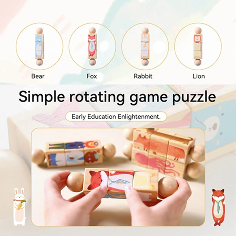 Baby Wooden Rotating Jigsaw Puzzle Hand bell Toy