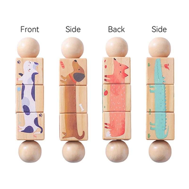 Baby Wooden Rotating Jigsaw Puzzle Hand bell Toy