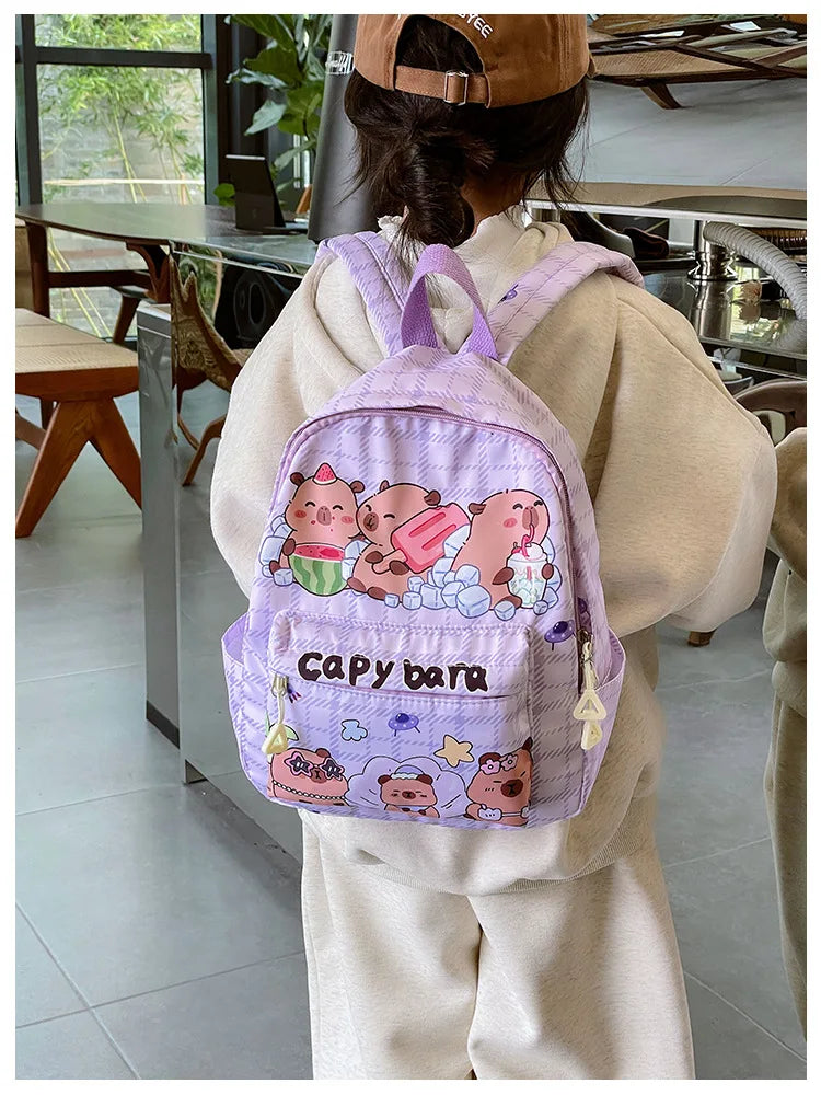 Cute Capybara Backpack for Girls Boys Student Teenager Children's Rucksack Women Cute Casual School Bags Kids Birthday Gift Toy