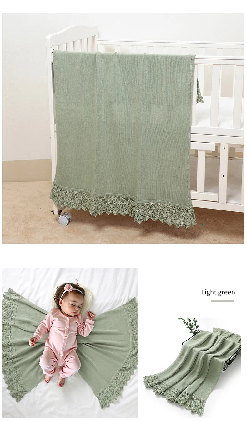 Cotton Baby Blanket Knit Newborn Boys Girls Bedding Quilt Fashion Hollow Out Solid 90*70CM Toddler Swaddle Wrap Super Soft Plaid