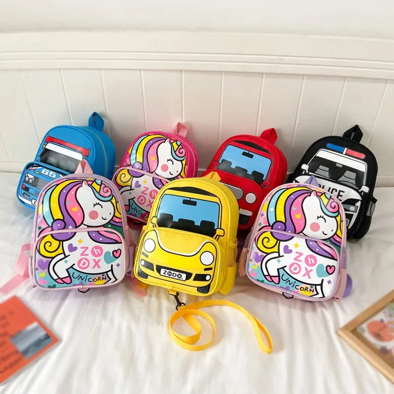 Children Fashion Small Police Car Schoolbag Boys Girls Trend Backpack Kindergarten Snack Backpack