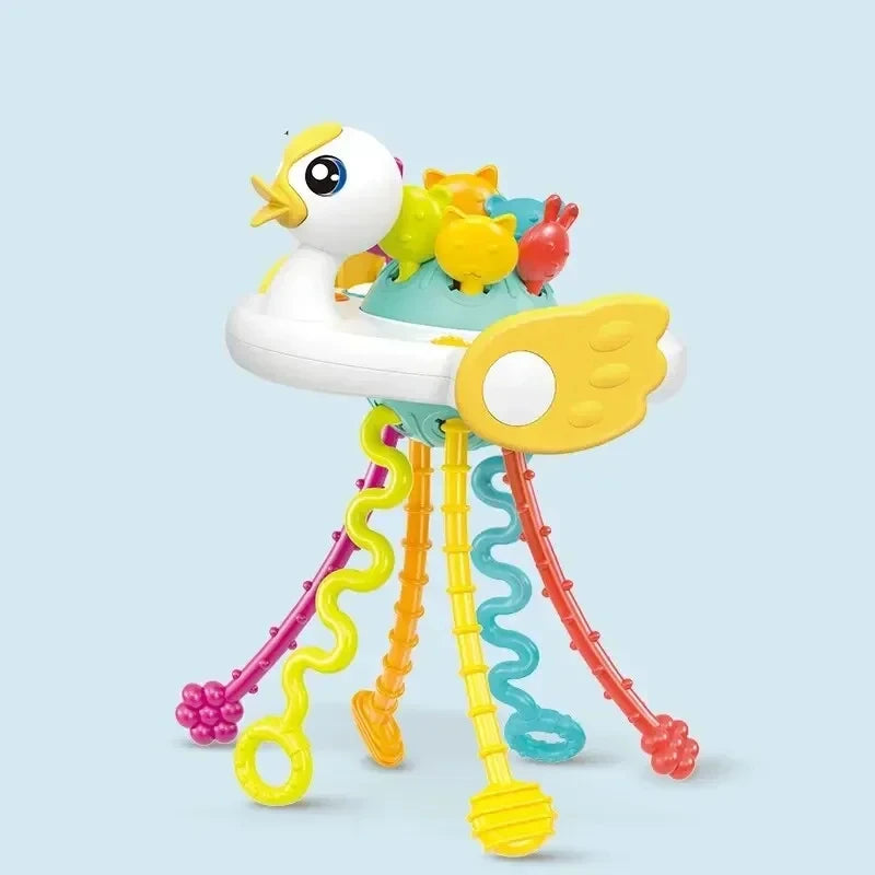Cartoon Duck Astronaut Pull String Montessori Activity Development Silicone