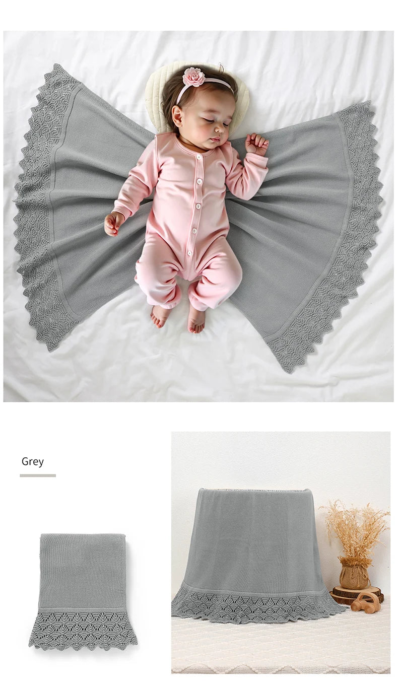 Cotton Baby Blanket Knit Newborn Boys Girls Bedding Quilt Fashion Hollow Out Solid 90*70CM Toddler Swaddle Wrap Super Soft Plaid