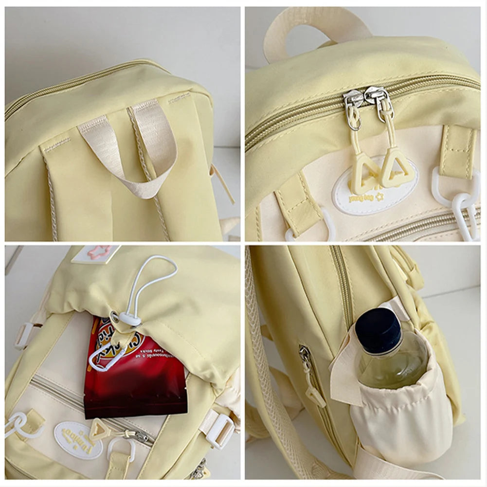 Sweet Cute Laptop Bag with Pendant College Backpack Fashion Middle School Bag for High School Students