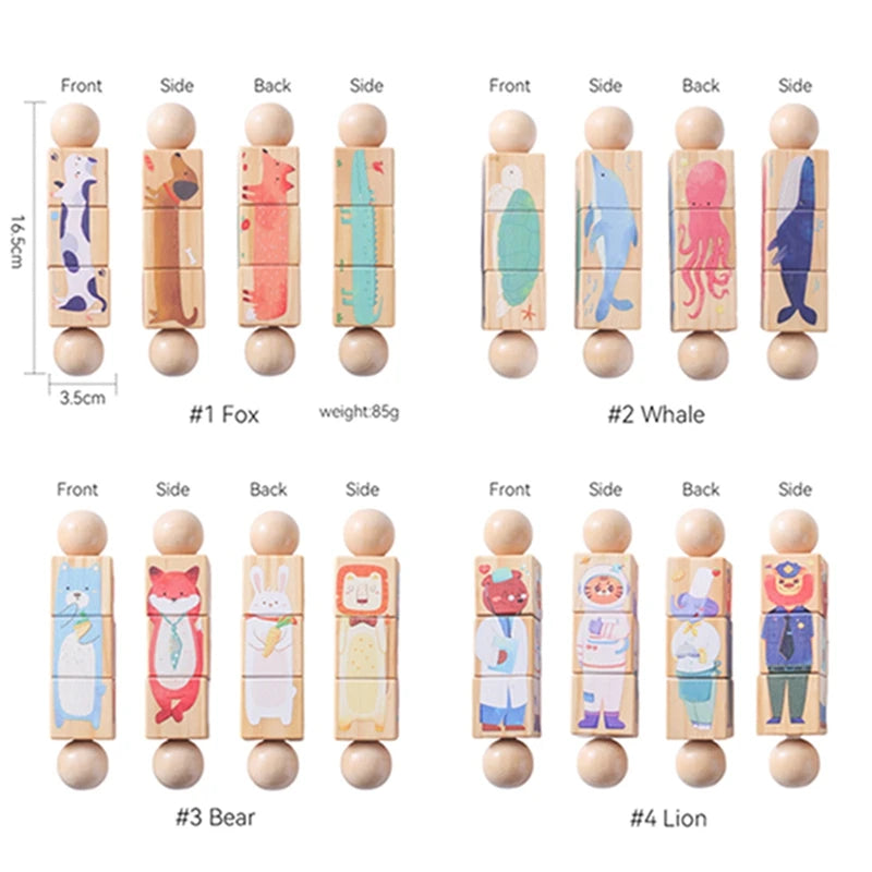 Baby Wooden Rotating Jigsaw Puzzle Hand bell Toy