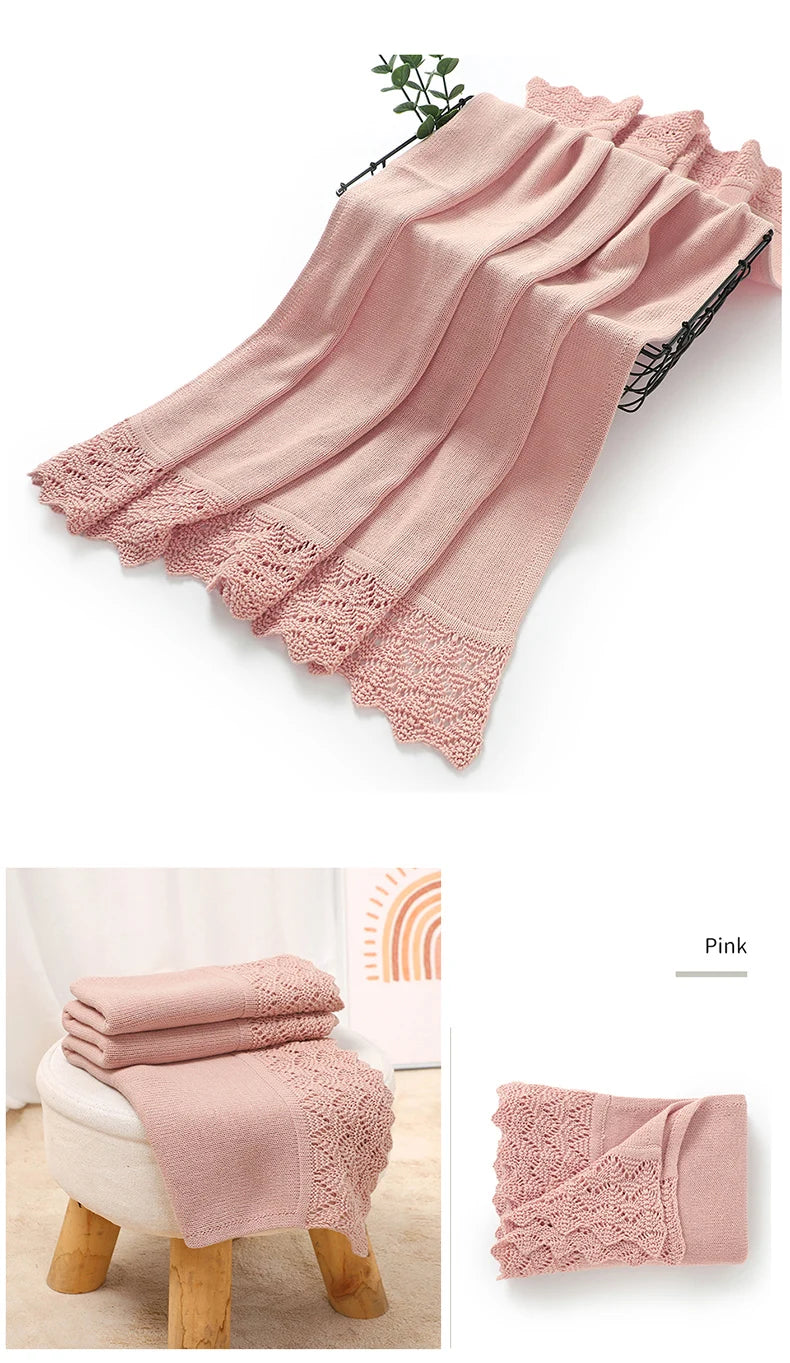 Cotton Baby Blanket Knit Newborn Boys Girls Bedding Quilt Fashion Hollow Out Solid 90*70CM Toddler Swaddle Wrap Super Soft Plaid