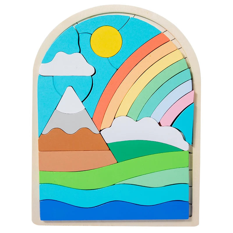 Wooden 3D creative puzzle, 2-6 years old