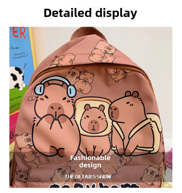 Cute Capybara Backpack for Girls Boys Student Teenager Children's Rucksack Women Cute Casual School Bags Kids Birthday Gift Toy