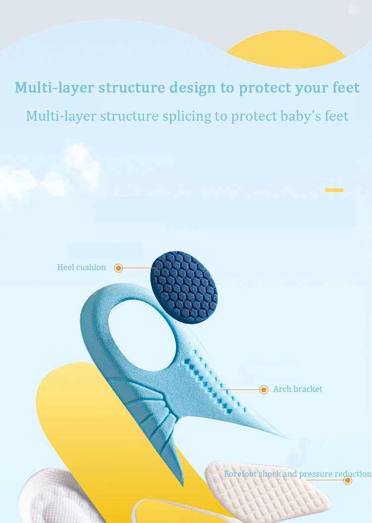 Silicone Comfortable Insoles Running Cushion Kids Shoes Sole Feet Children Sports Memory Foam Orthopedic Arch Support Shoes Pad