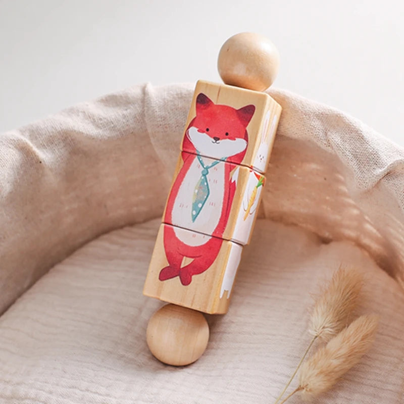 Baby Wooden Rotating Jigsaw Puzzle Hand bell Toy