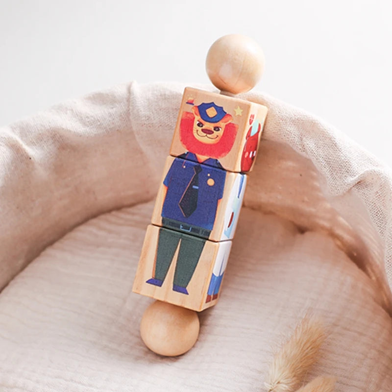 Baby Wooden Rotating Jigsaw Puzzle Hand bell Toy