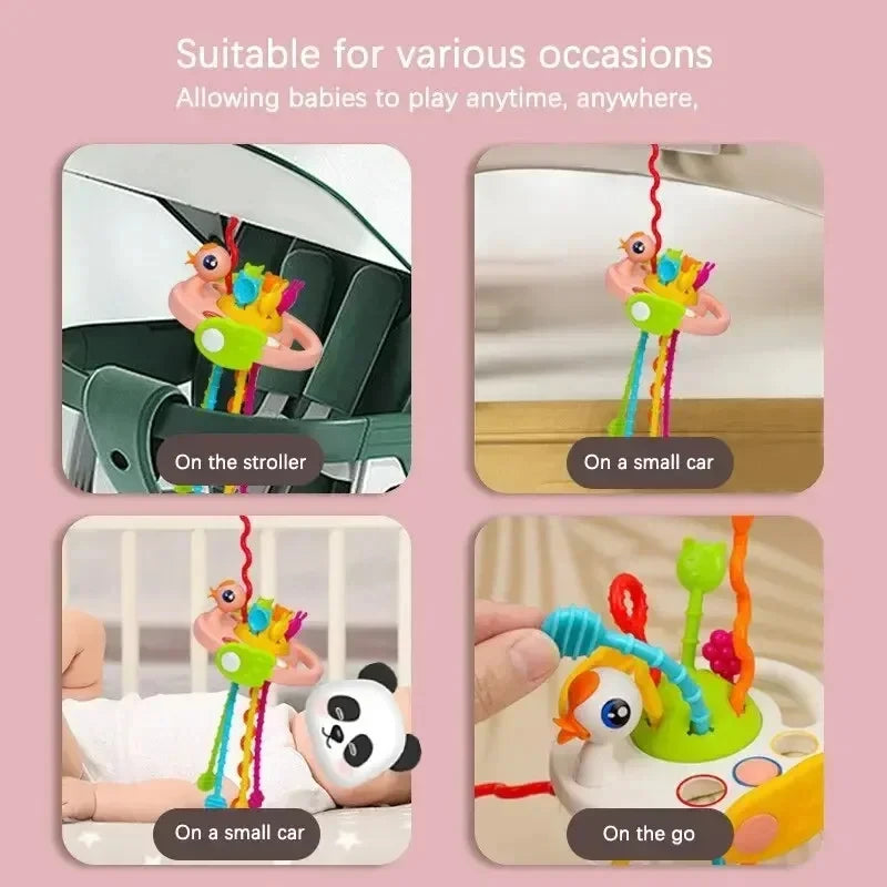 Cartoon Duck Astronaut Pull String Montessori Activity Development Silicone