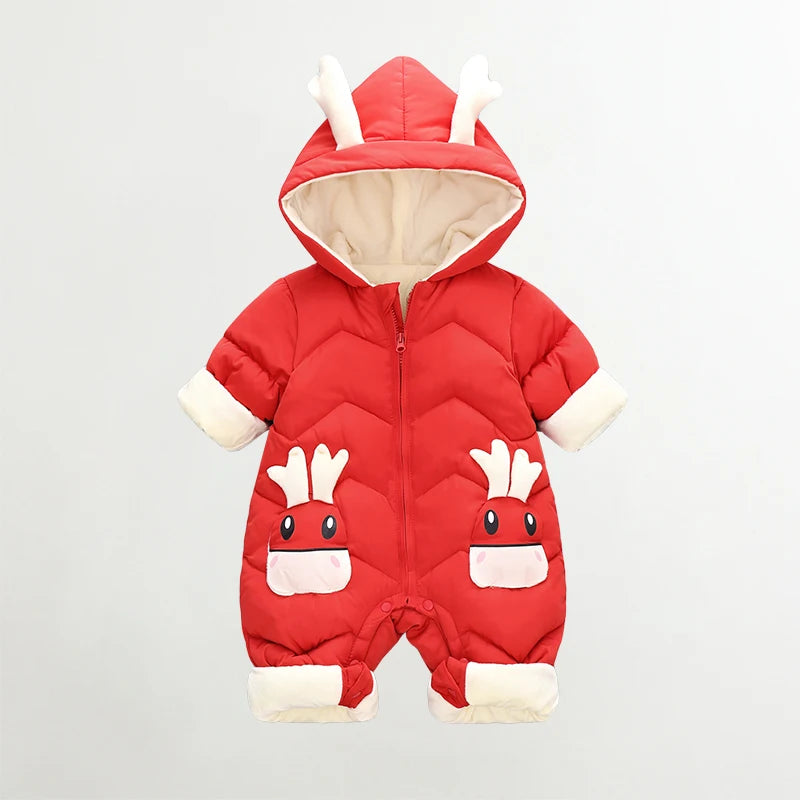 2025 New born Baby Girl clothes Winter Snowsuit Plus Velvet Thick Baby Boys Jumpsuit 0-3 Years Romper boy Overalls Toddler Coat