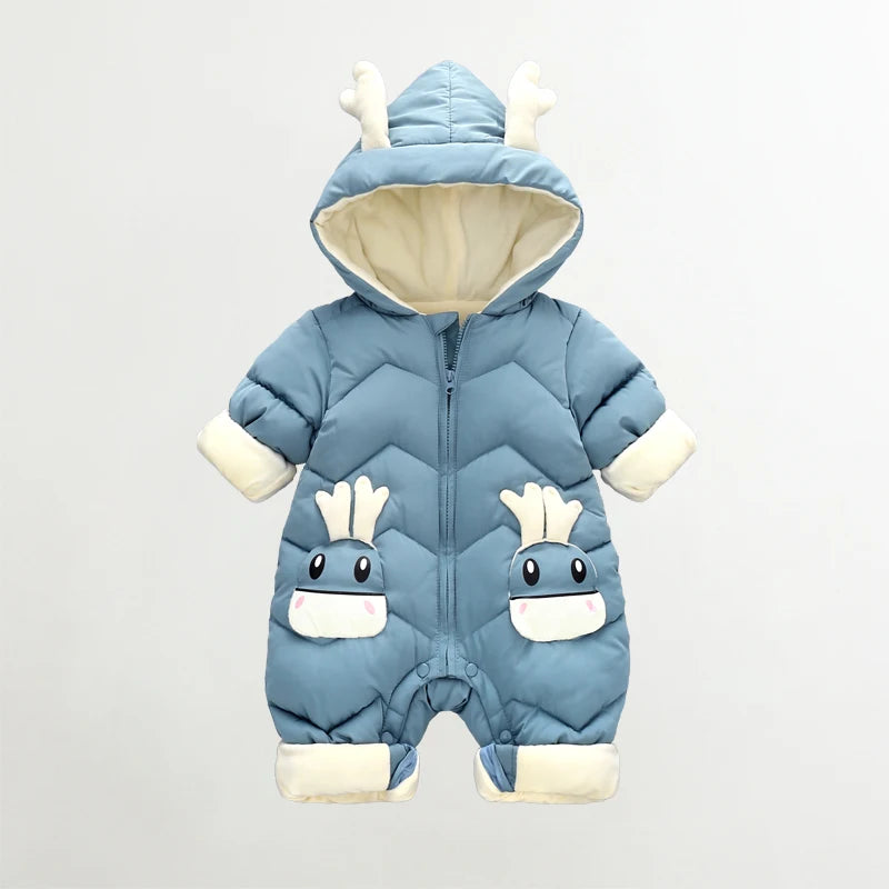 2025 New born Baby Girl clothes Winter Snowsuit Plus Velvet Thick Baby Boys Jumpsuit 0-3 Years Romper boy Overalls Toddler Coat