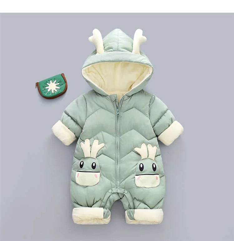 2025 New born Baby Girl clothes Winter Snowsuit Plus Velvet Thick Baby Boys Jumpsuit 0-3 Years Romper boy Overalls Toddler Coat