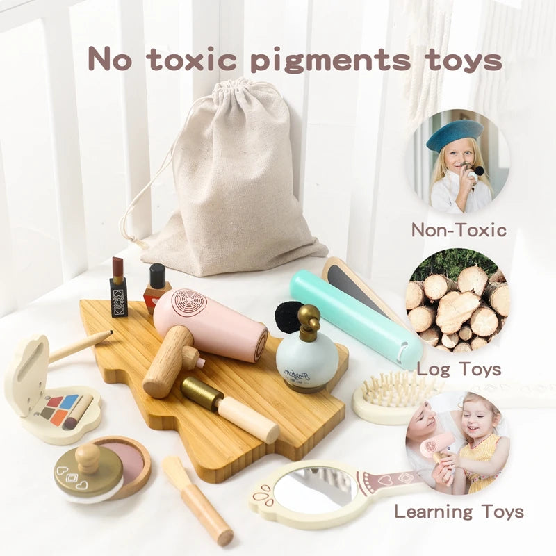 Girls Wooden Simulation Kid Makeup Set