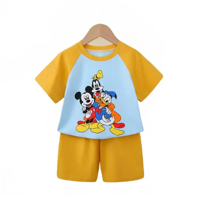 Summer cartoon T-shirt Shorts Children's boys Set Cotton