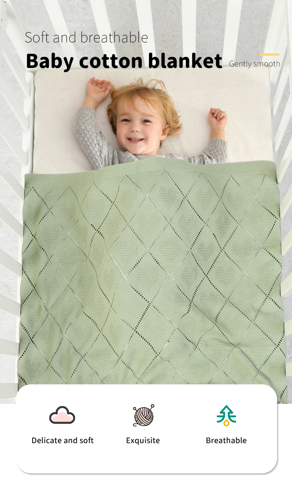 Baby Blankets Super Soft Newborn Cotton 90*70cm