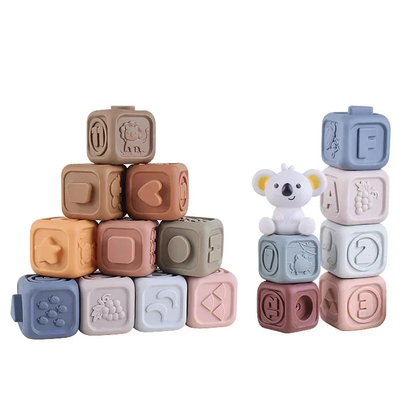 Montessori Toys for Baby Silicone Building Blocks