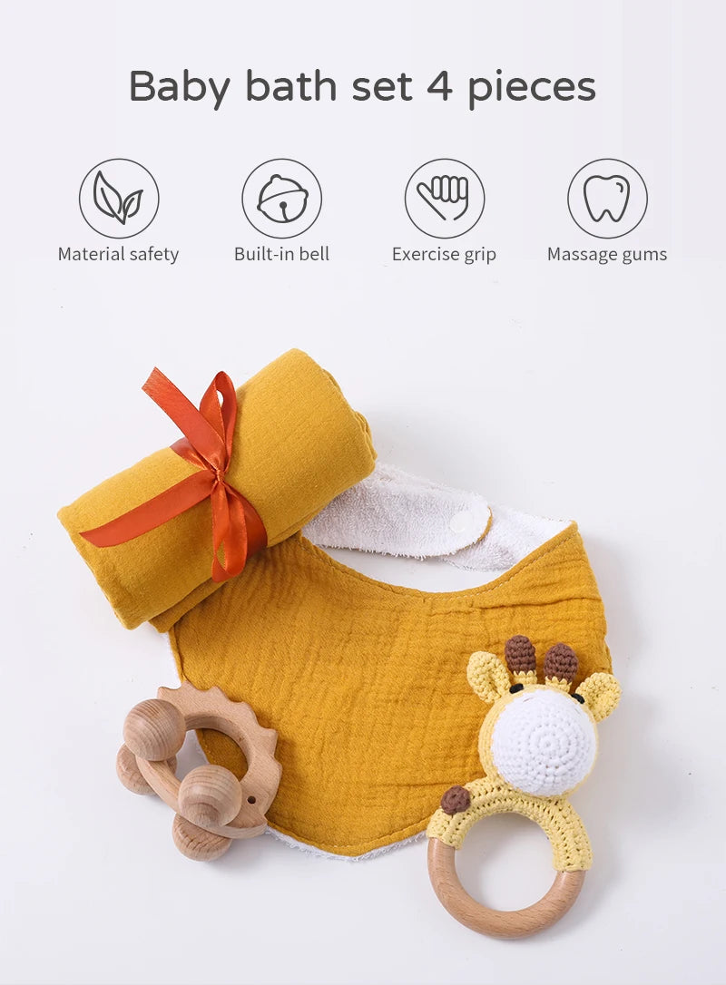 Baby drool Towel Toy Set Milestone Cards