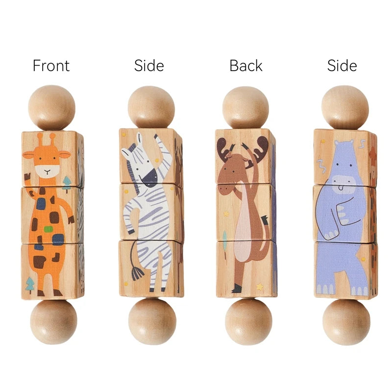 Baby Wooden Rotating Jigsaw Puzzle Hand bell Toy