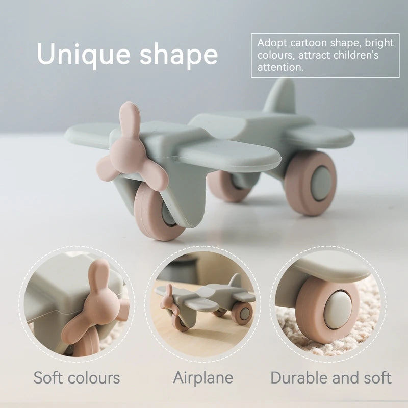 1pc Baby Aircraft Toys Food Grade Silicone Bus Truck