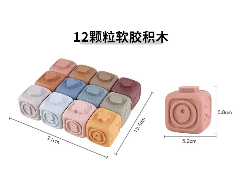 Montessori Toys for Baby Silicone Building Blocks