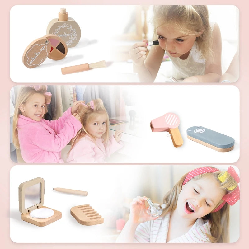 Girls Wooden Simulation Kid Makeup Set