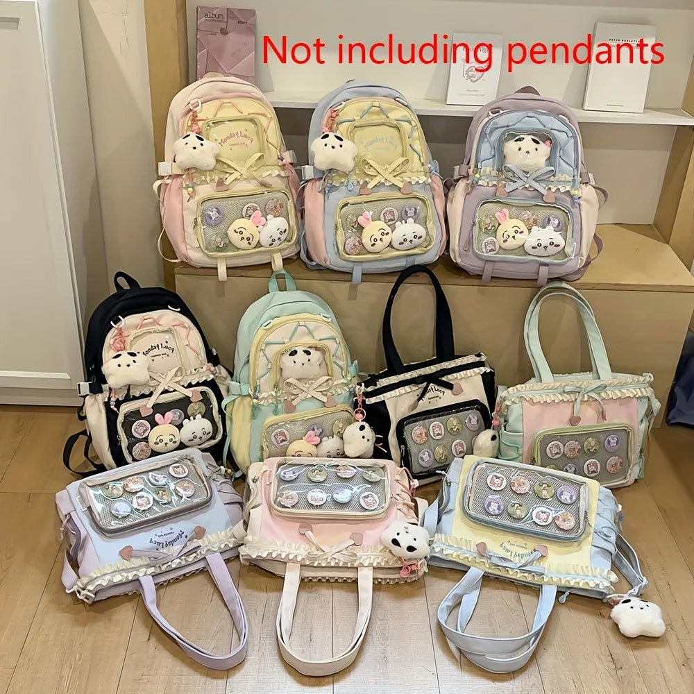 Bag Set Two-Piece Pain Bag Back to School Season Back to School Season Backpack Lace Lightweight Cute Backpack