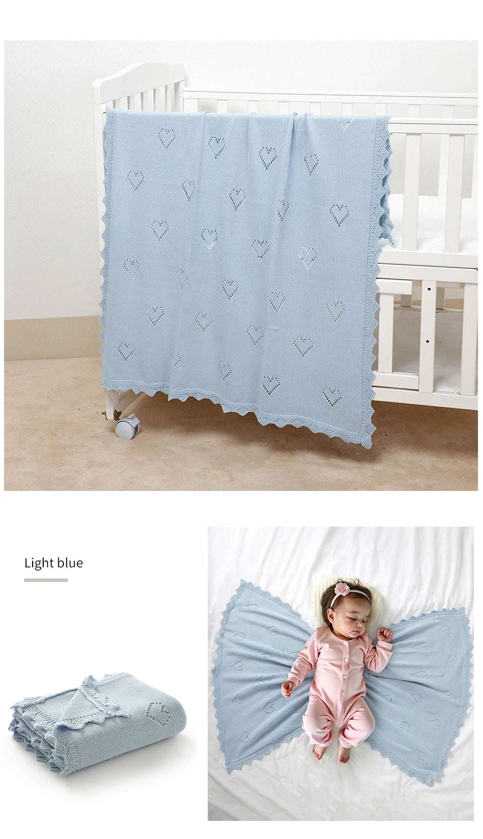 Baby Swaddle Blanket Cotton 100*80cm Soft Knitted Newborn Boys Girls