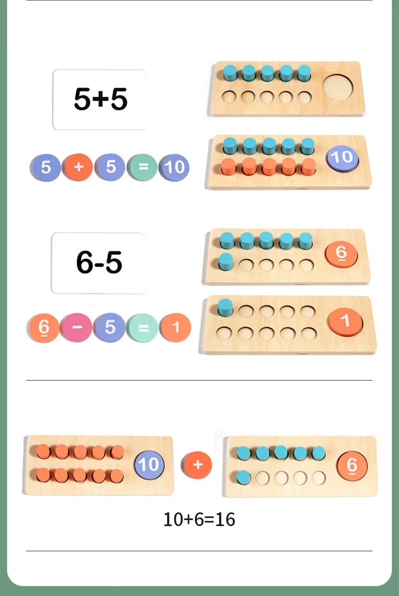 Children's Wooden Number Board Cognitive Matching Addition