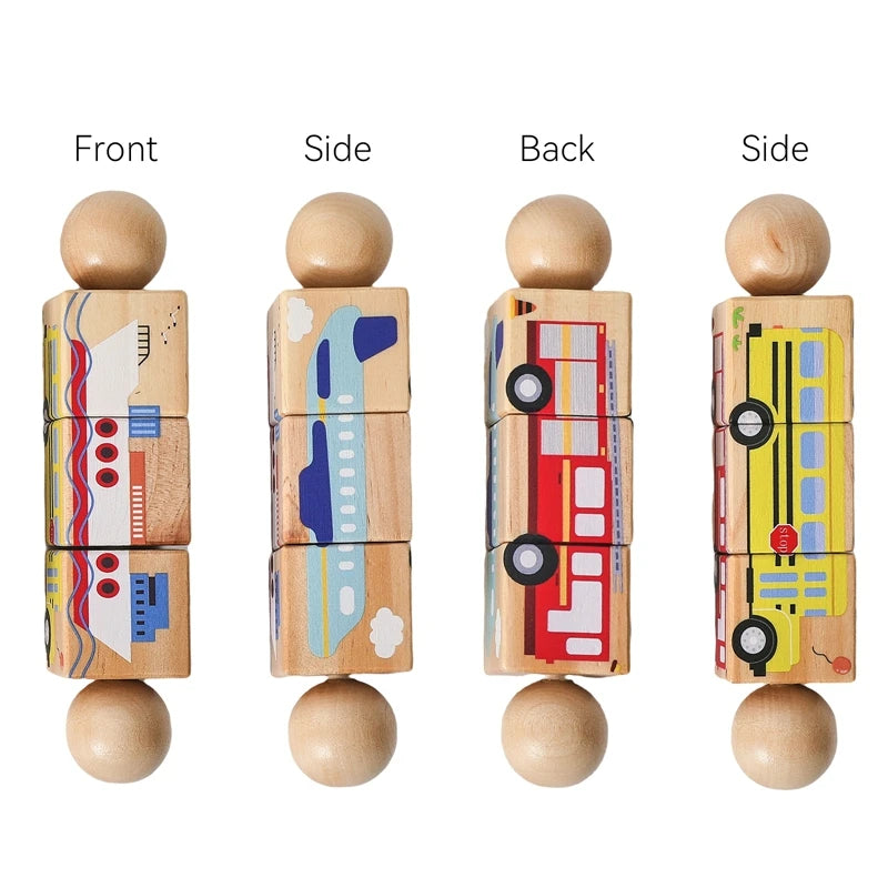 Baby Wooden Rotating Jigsaw Puzzle Hand bell Toy