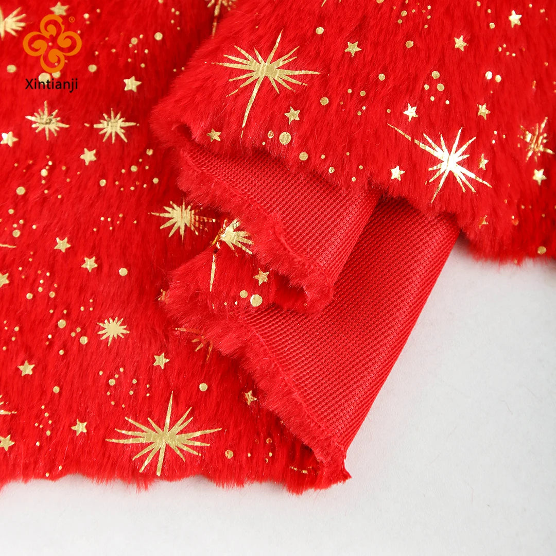 150x50cm Christmas Plush Fabric Bronzing Winter Coat Pillow Fabric Pet Clothing DIY Sewing Material By Half Meters For Winter