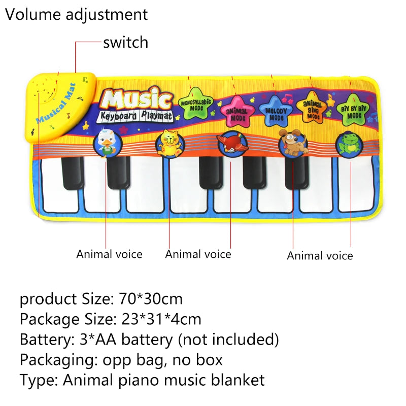Piano Mat for Kids Children Fitness Keyboard Play Music Carpet