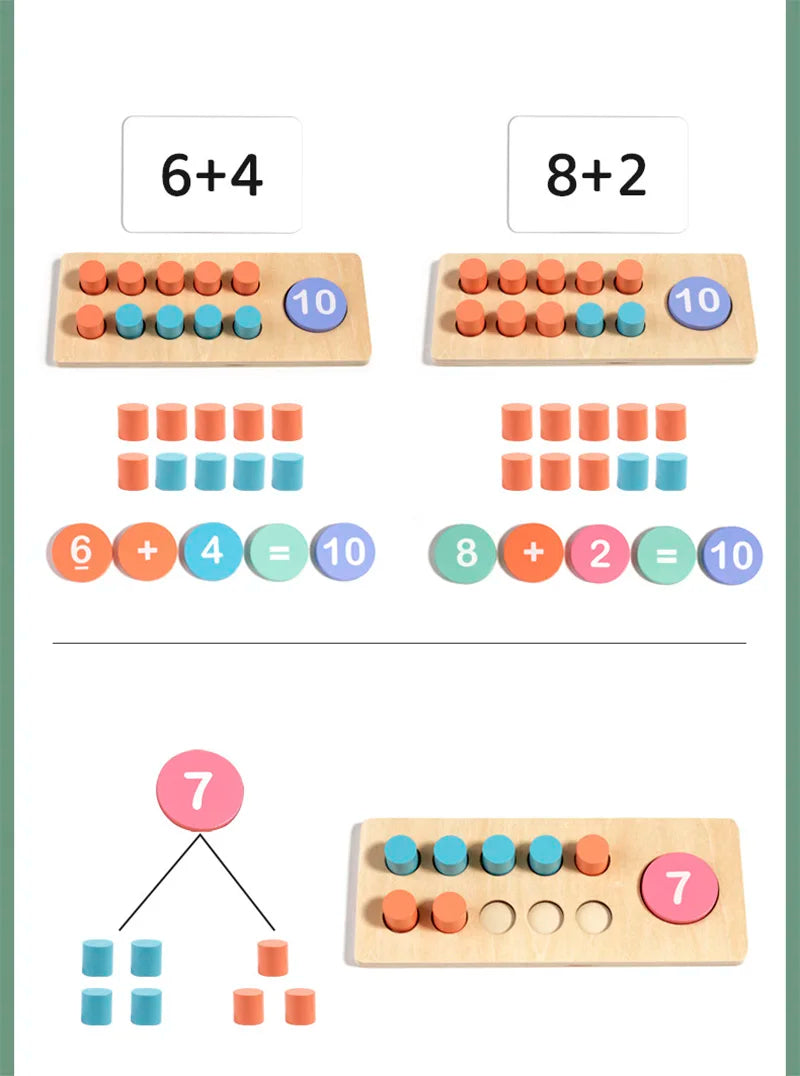 Children's Wooden Number Board Cognitive Matching Addition