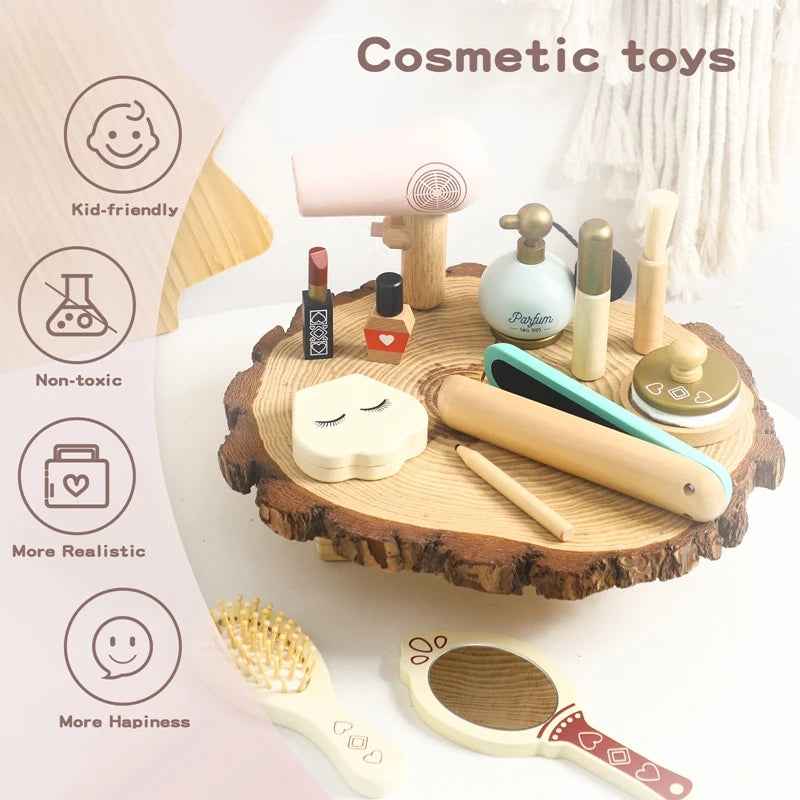 Girls Wooden Simulation Kid Makeup Set